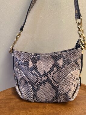Michael Kors Snake-Print Shoulder Bag in Neutral Taupe